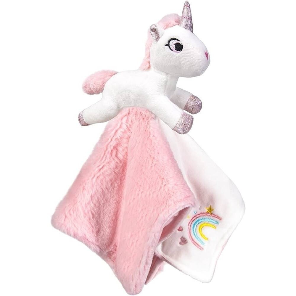 Boritar Unicorn Rainbow Lovey Security Blanket Stuffed‎ Animal Plush Embroidered